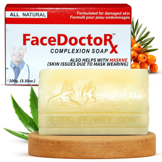 FACEDOCTOR Complexion Bar Soap | Acne & Rosacea Treatment with Sea Buckthorn Oil | Award Winning Face, Body & Back Pimple Wash | Gentle Skin Care Cleanser for Sensitive, Oily & Dry Skin | Men & Women