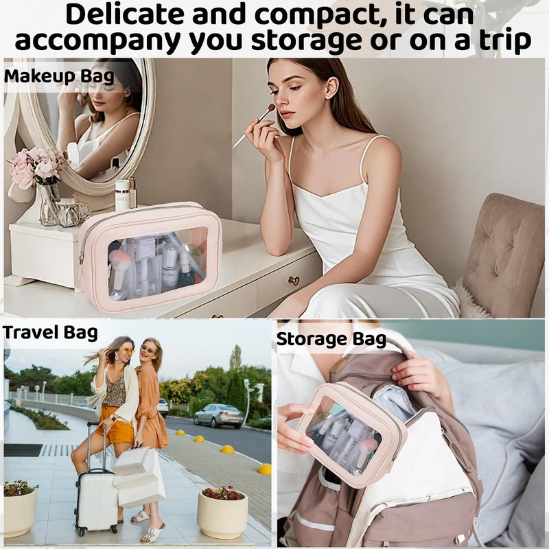 8 Pcs TSA Approved Toiletry Bags Clear Toiletry Bag Diaper Bag Organizer Pouch Set PVC Makeup Pouch with Zipper Waterproof Clear Cosmetic Storage for Travel Purse Organizer Women Men Mothers Day Gifts