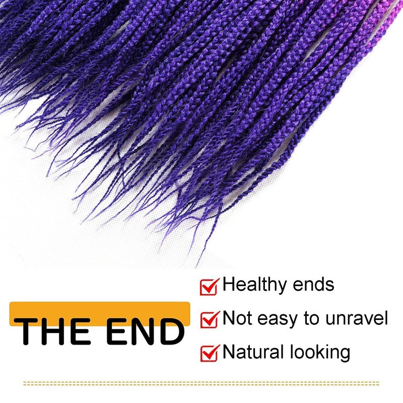 Goddess Box Braids Crochet Hair - 30 Inch Ombre Prelooped Braids for Black Women | 6 Packs 1B/Purple/Blue