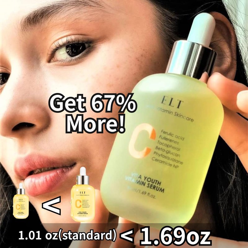 ELT Vita Youth Vitamin C Serum 1.69fl.oz.(50ml) Ultra Hydration Serum Korean Glass Skin Korean Skincare (Pack of 2) Eltcosmetics