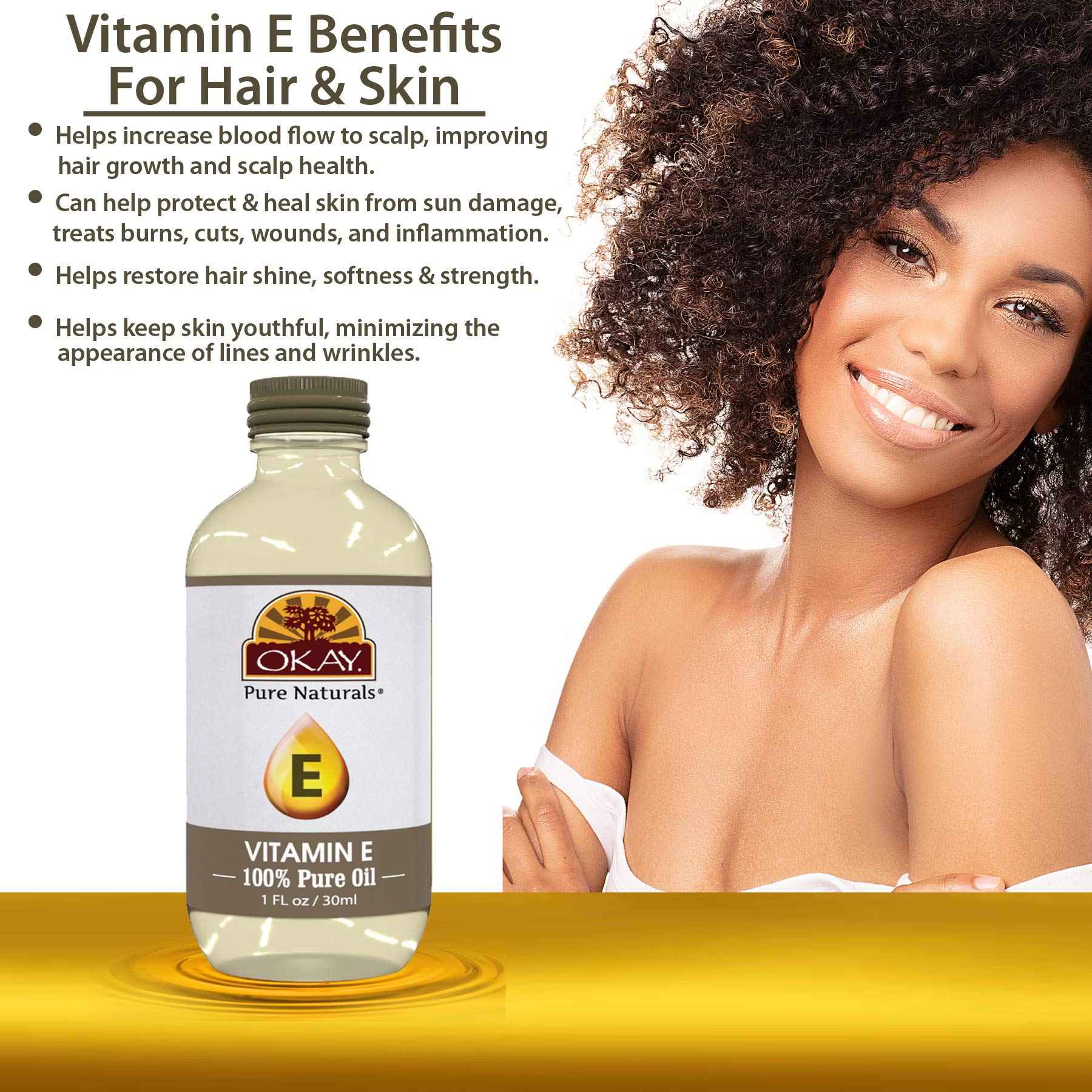 Okay Vitamin E Oil For All Hair Textures & Skin Types, All Natural, 1 Fl Oz