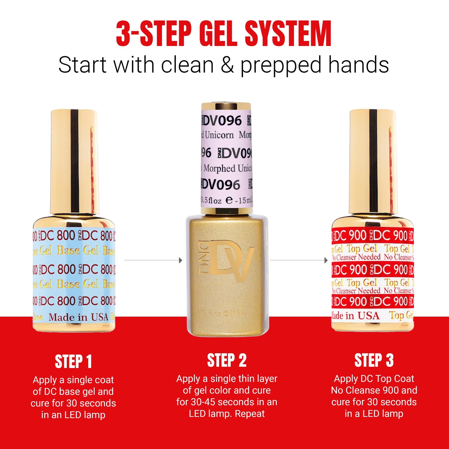 DND Gel Polish Set, Coquette Collection, UV/LED Gel Polish and Air Dry Nail Lacquer, Matching Chip-Free Polish Duo, 096 Morphed Unicorn, 0.5 Fl Oz