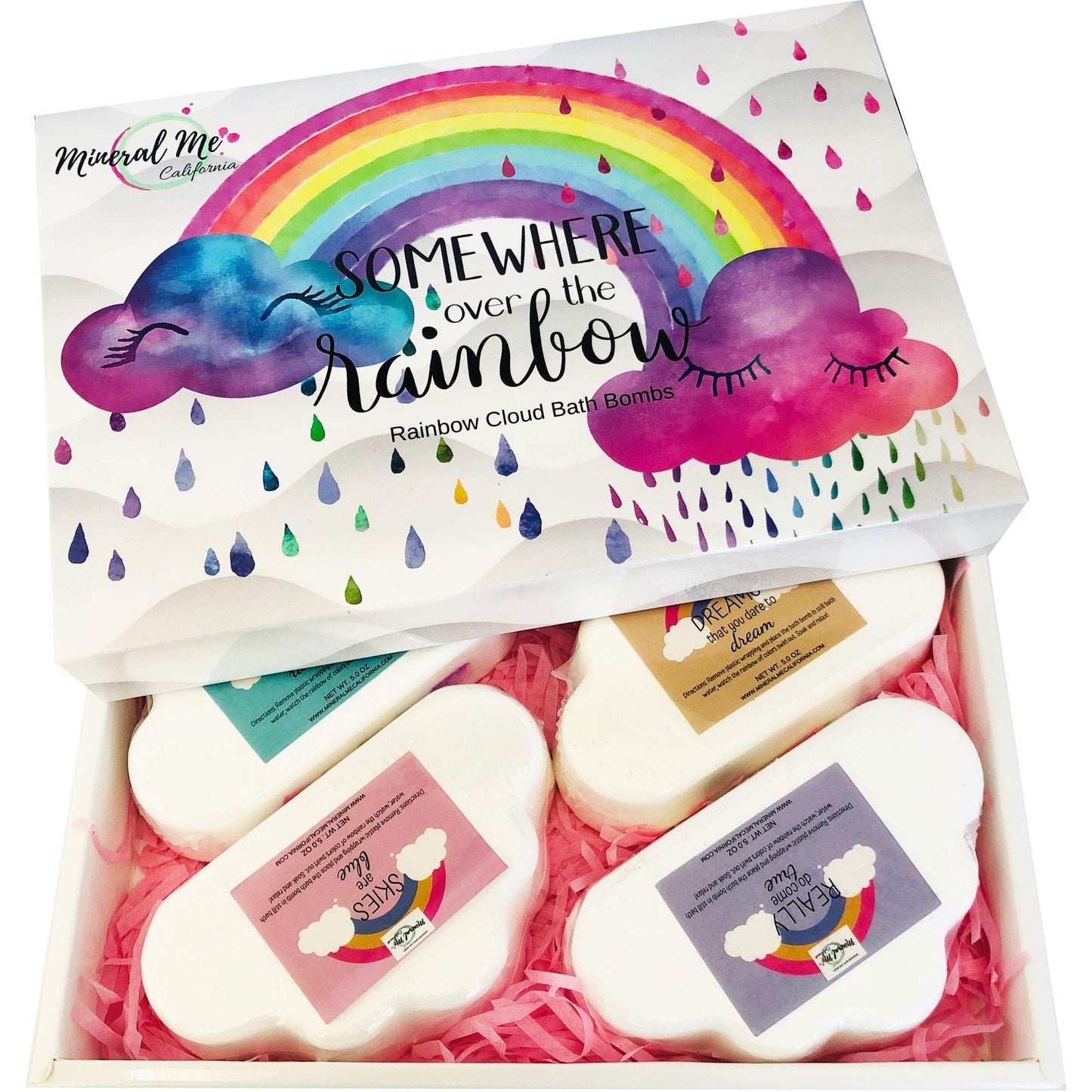 Bath Bombs for Kids - Organic Magic Rainbow Bubble Bath Bombs w/Moisturizing Shea Butter and Natural Oils, 4 Large Unicorn Cloud BathBombs, Birthday Gift for Her, Girlfriend, Wife, Teen Girls