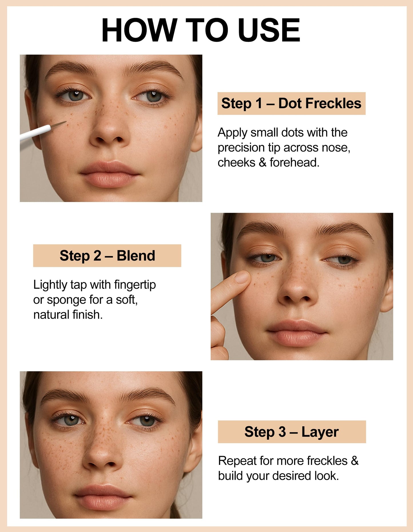 Erinde Faux Freckle Pen Waterproof - Fake Freckles Pen Stamp Liquid, Long-Lasting Natural-Looking Fast-Drying Faux Freckles Face Makeup, Vegan Formula, All Skin Tones, 01 Saddle Brown