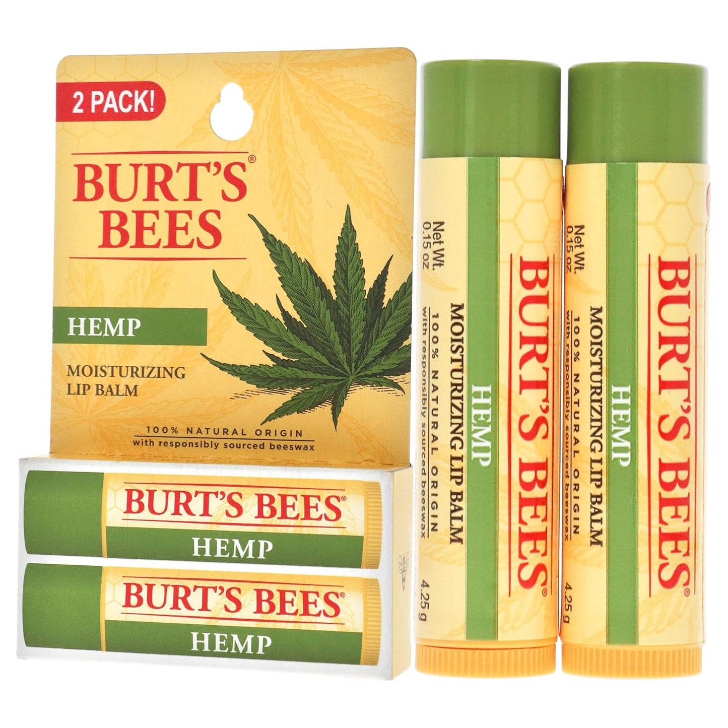 Burt's Bees Hemp Lip Balm - Nourishing Moisturizer for Soft Lips | 2 oz Unisex