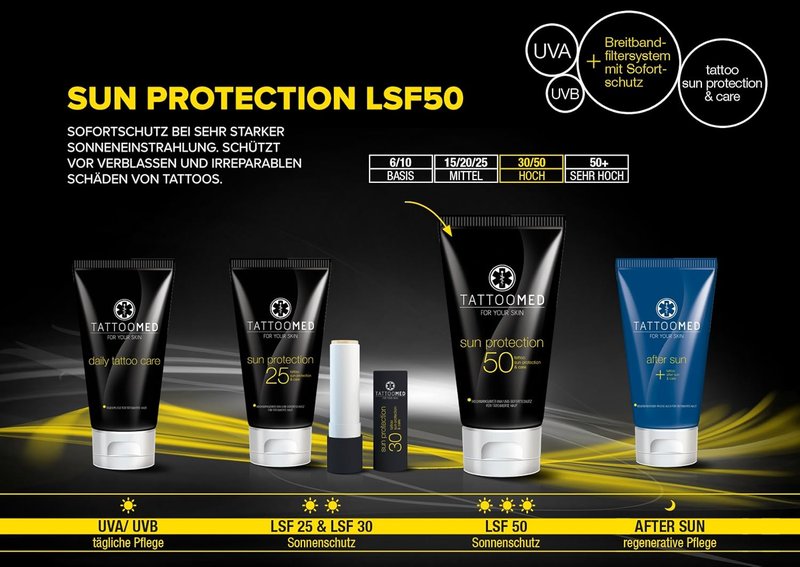 TattooMed SPF 50 Sun Protection Cream - Ultimate Tattoo Care & Color Protection | 100ml