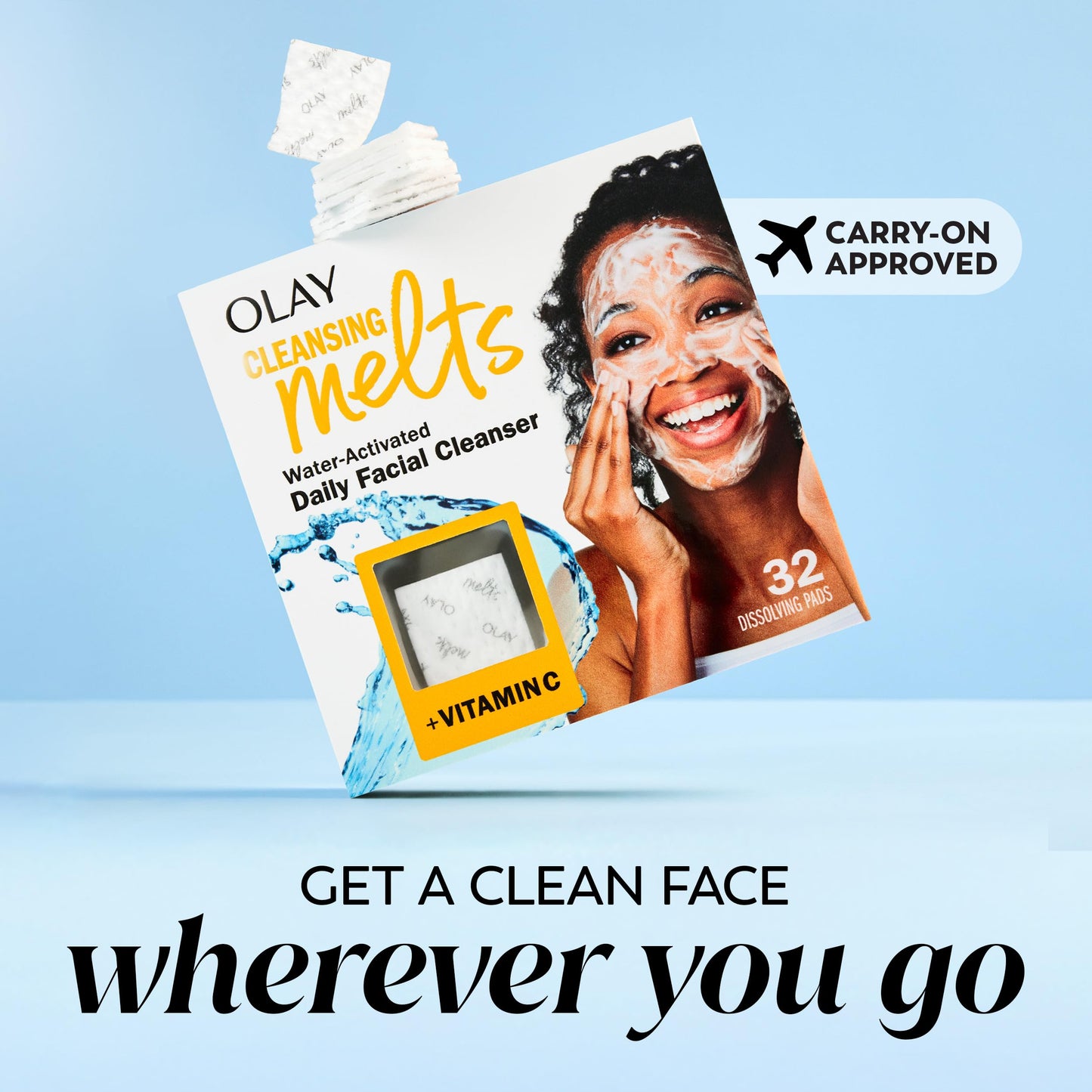 Olay Cleansing Melts + Vitamin C Face Cleanser, 12ct, Water-Activated Face Wash Cleans, Tones, and Refreshes Skin