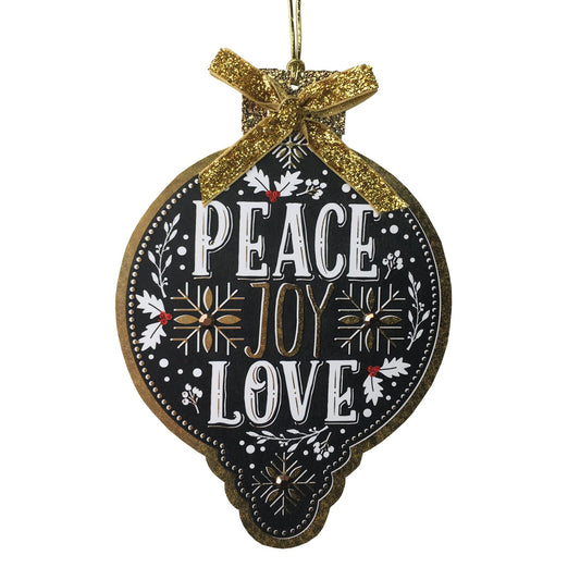 Jillson Roberts 6-Count Cardornament Hanging Christmas Cards with Envelopes Available in 12 Designs, Peace Joy Love