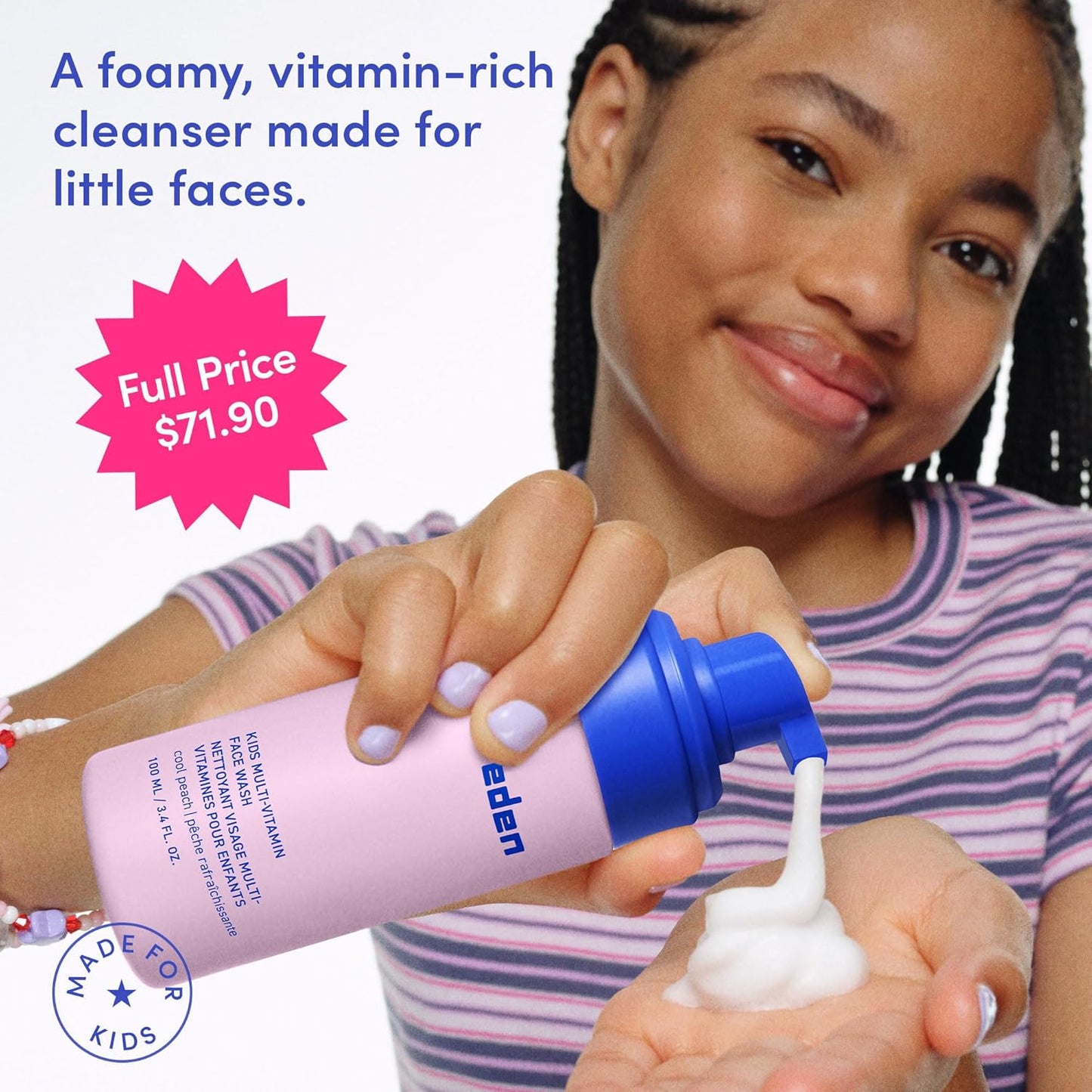Kids Face Wash - Cool Peach, Gentle Non-Toxic Formula | Multi-Vitamin Skin Care | 3.4 fl oz, Pack of 2