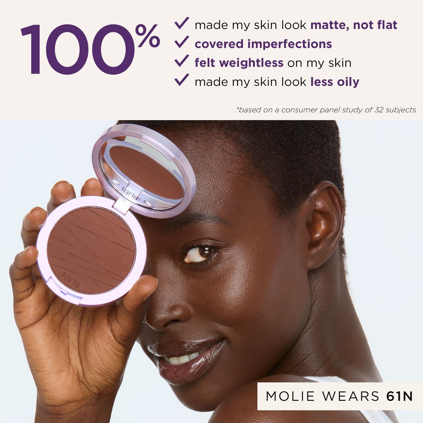 tarte face tape pressed powder – Medium-Coverage Waterproof Powder, Hyaluronic Acid & Peptides to Smooth & Set Makeup, Lightweight, Vegan & Cruelty-Free, full size, 22N light neutral