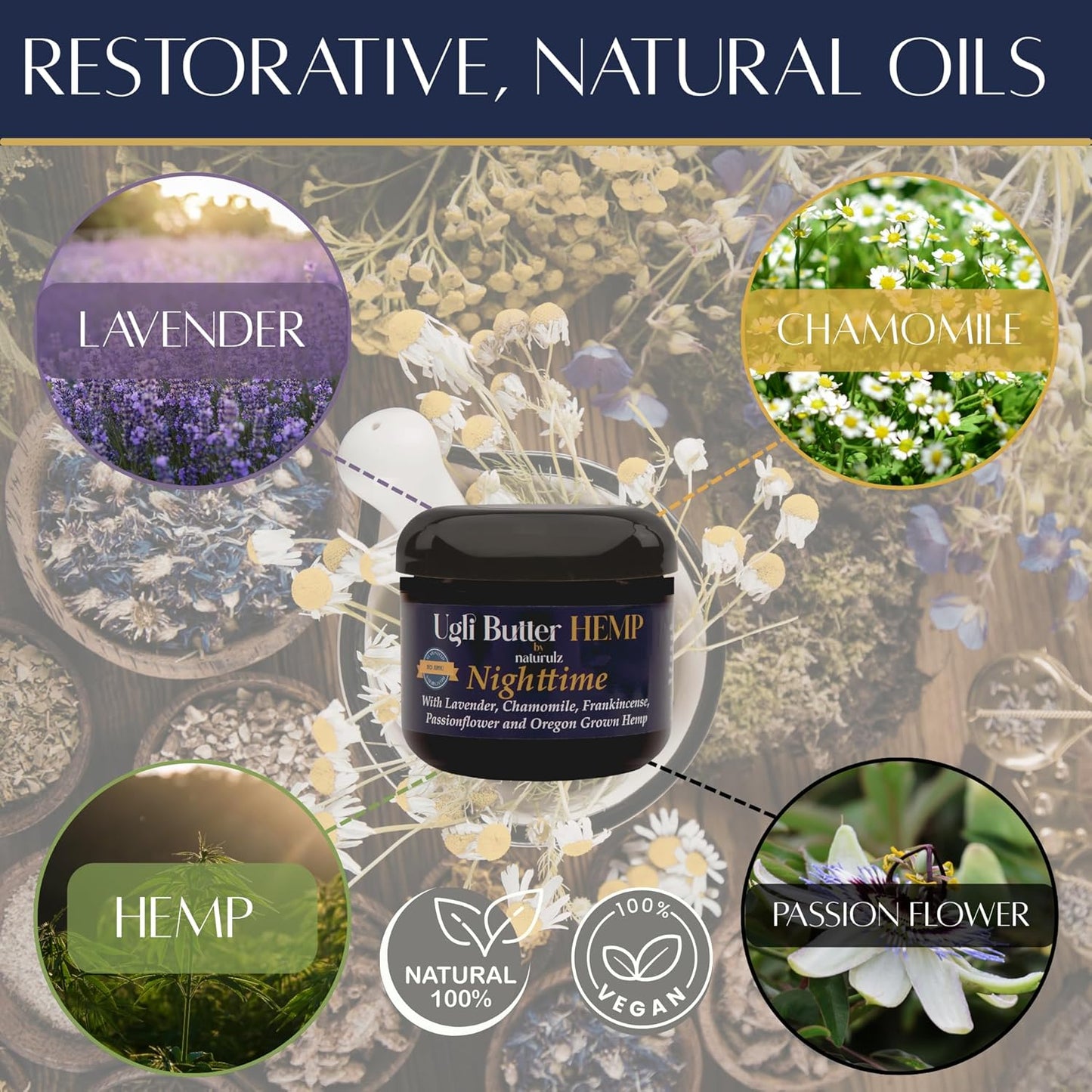 Ugli Butter Hemp Night Cream - Soothing Lavender & Chamomile | 4oz Relaxing Sleep Aid