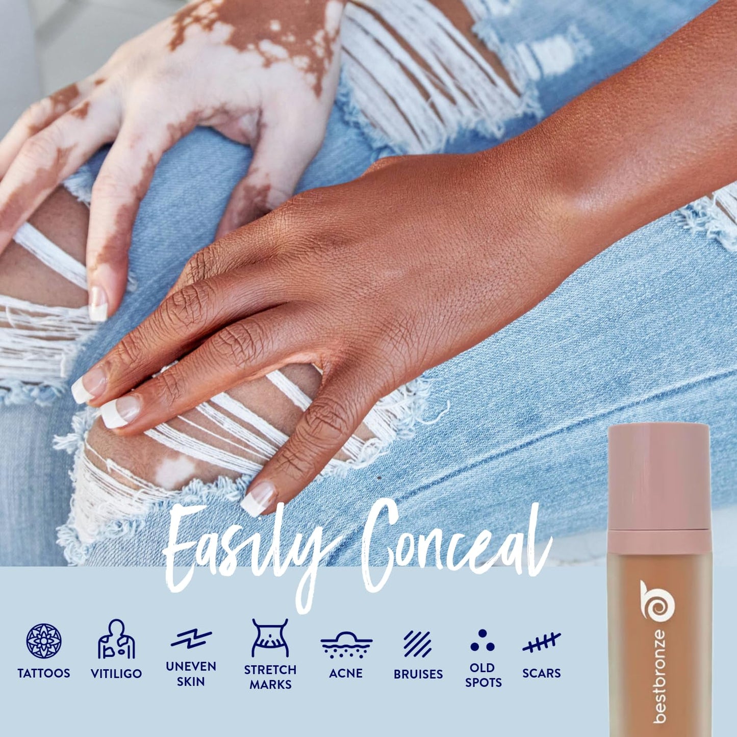 Best Bronze Bombshell Body Makeup - Tattoo Cover Up Makeup & Body Foundation Waterproof - Tattoo Concealer Waterproof for Scars, Varicose Veins Cover Up & Leg Foundation (NC13 Fair Beige Golden)