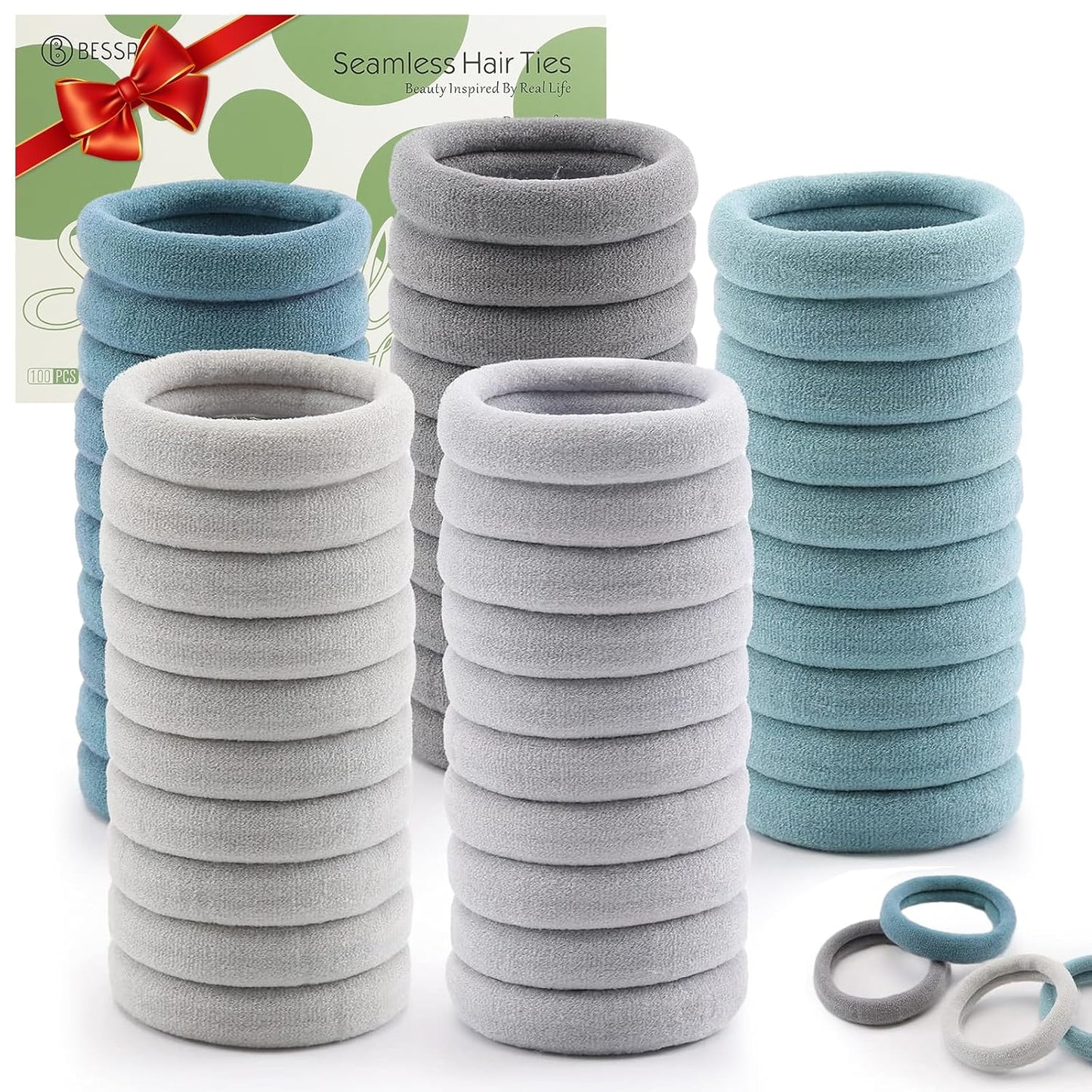 100PCS Black Hair Ties for Women Girls, Seamless Thick Black Hair Band, Elastic Hair Ties No Damage Ponytail Holder
