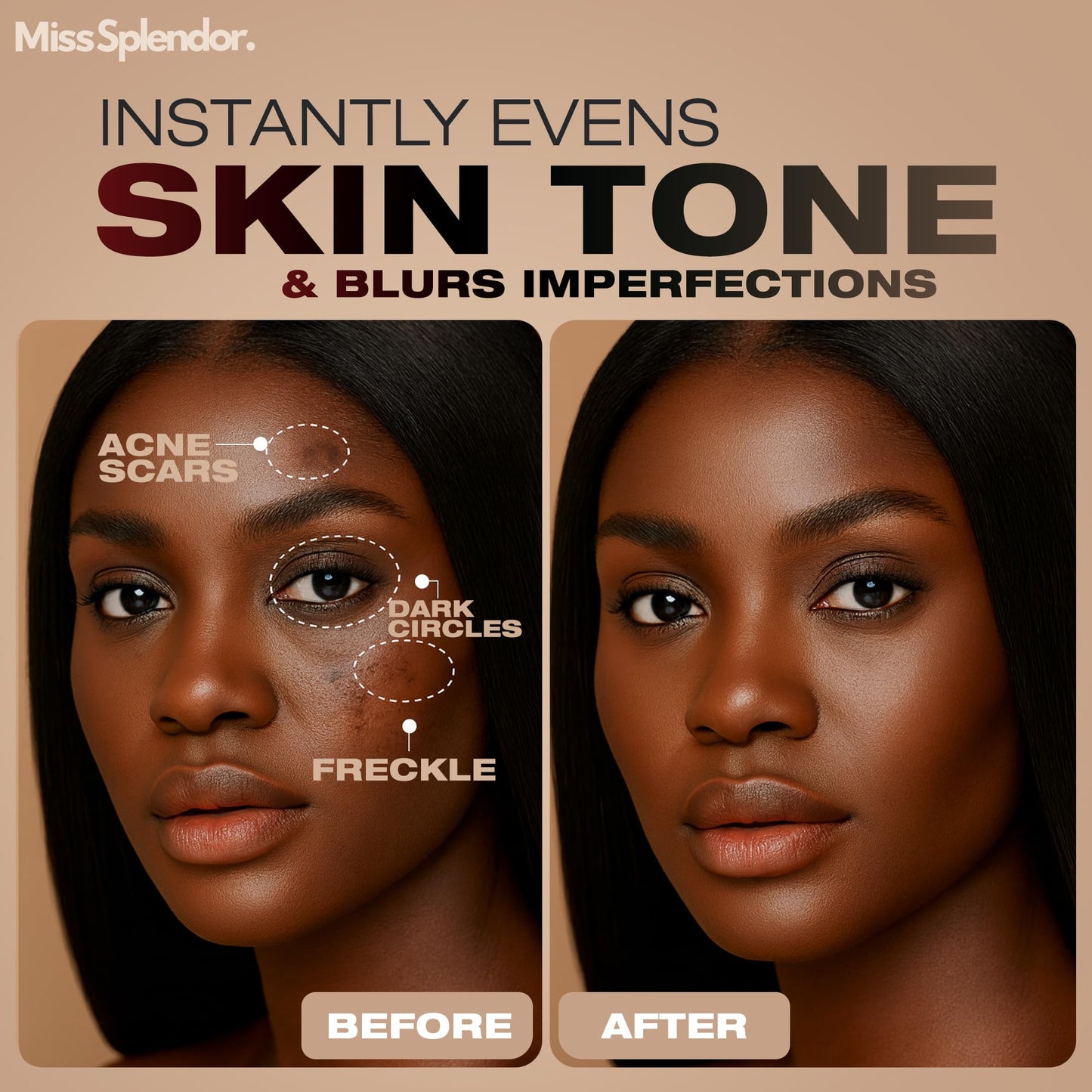 Miss Splendor Beauty Balm Skin Tint 2 Pack– (Shade 1) Serum-Boosted Skin Tint Stick for Black Women, Hybrid Foundation & Skincare, Splendor Skin Tint, Sheer-to-Light Buildable Coverage