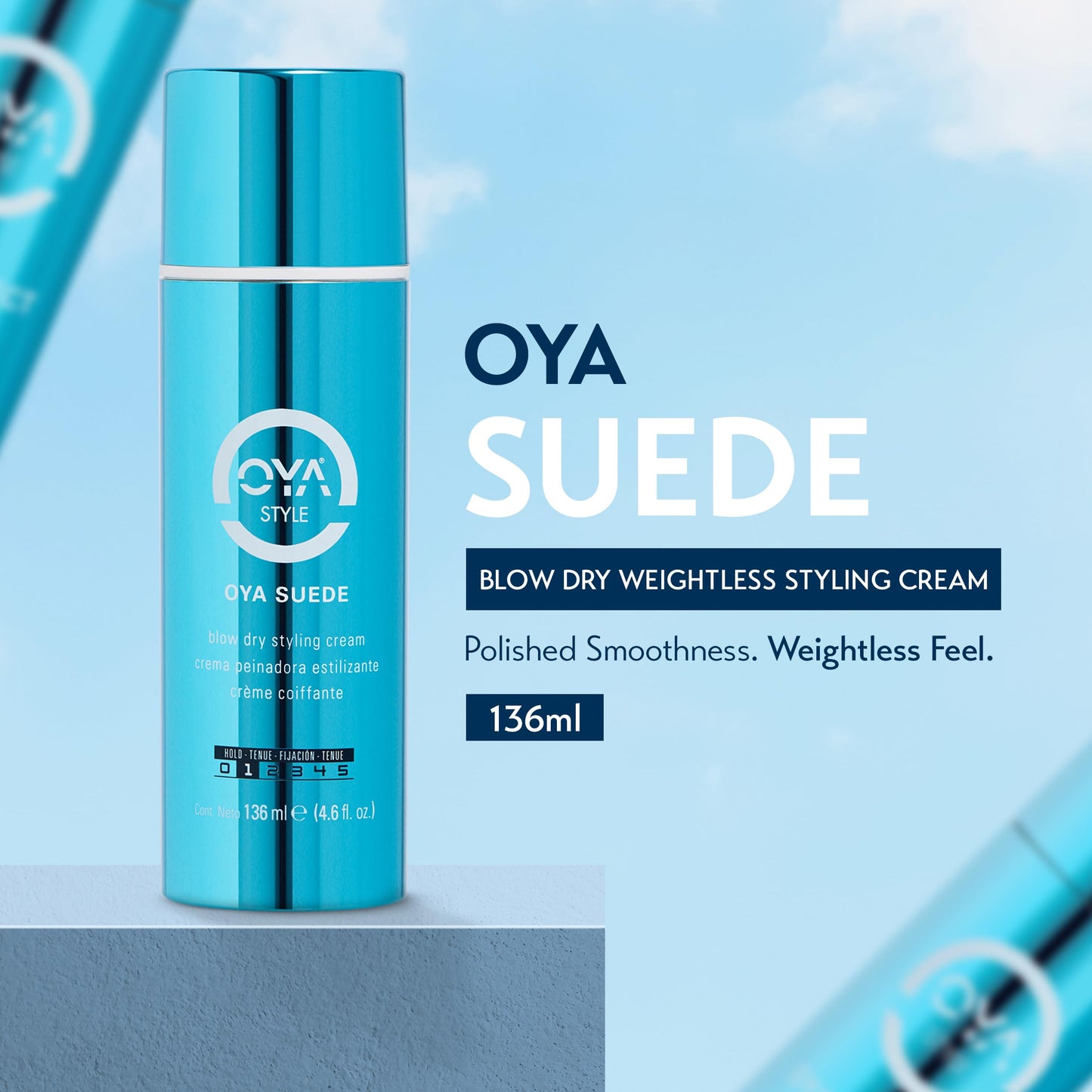 OYA Suede Blow Dry Hair Styling Cream - Versatile Lightweight Formula for Smooth, Polished & Volumized Finish - Salon Quality Jojoba Based Hydrating and Nourishing Hair Define & Defrizz - 4.6 Fl Oz