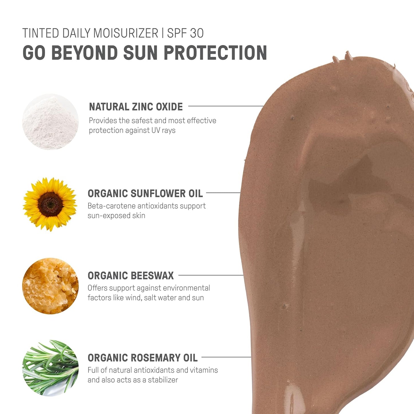 Raw Elements Tinted Daily Face Moisturizer - All-Natural Mineral Sunscreen | SPF 30, Reef Safe, 1.8oz