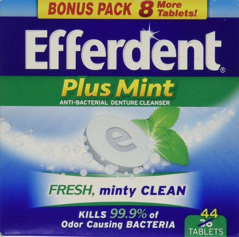 Efferdent Plus Mint Denture Cleanser Tablets - Anti-Bacterial, 44 Count (Pack of 6)