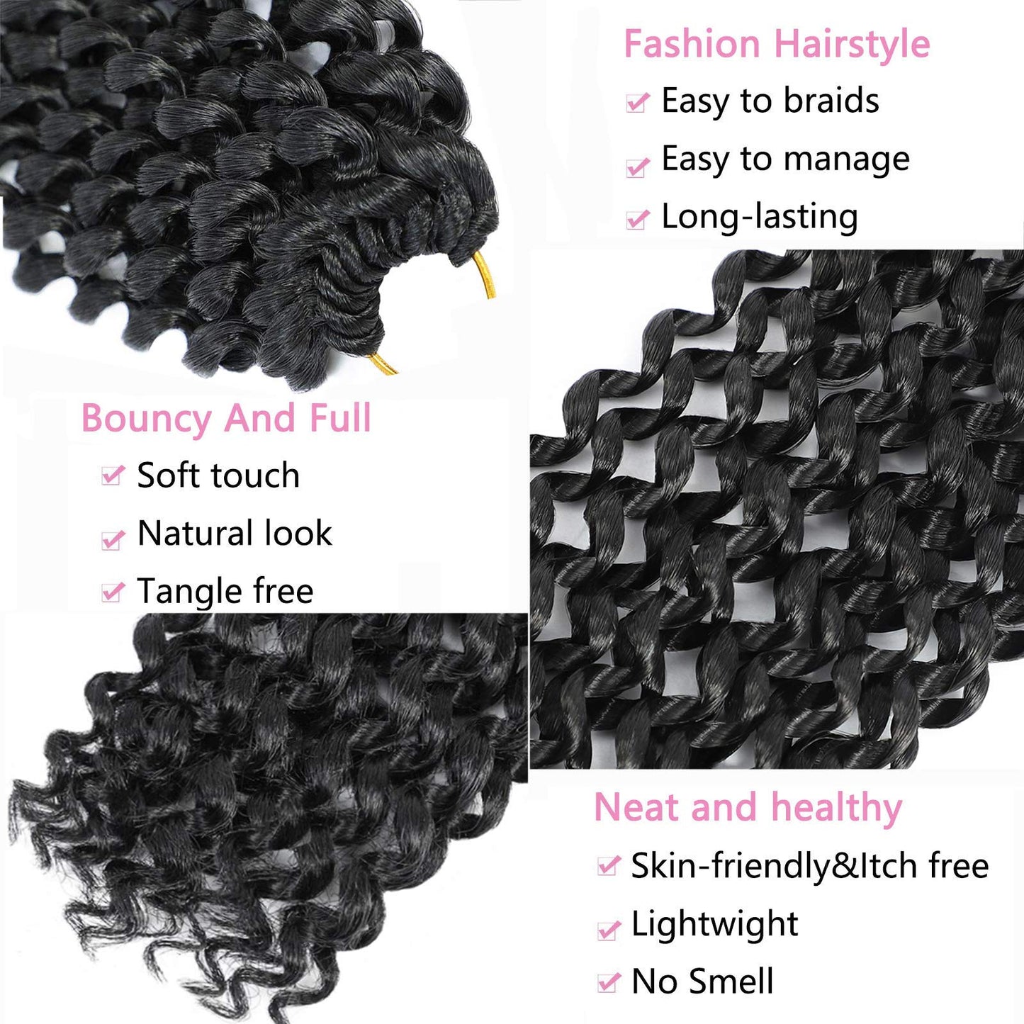 Alrence Passion Twist Hair 24 Inch 8 Packs Long Water Wave Crochet Hair
