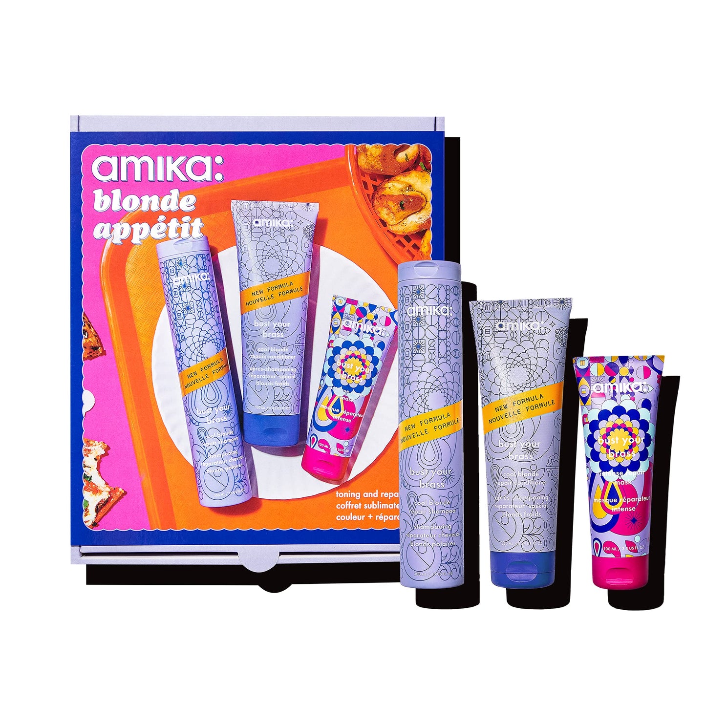 blonde appétit bust your brass toning + repair set | amika