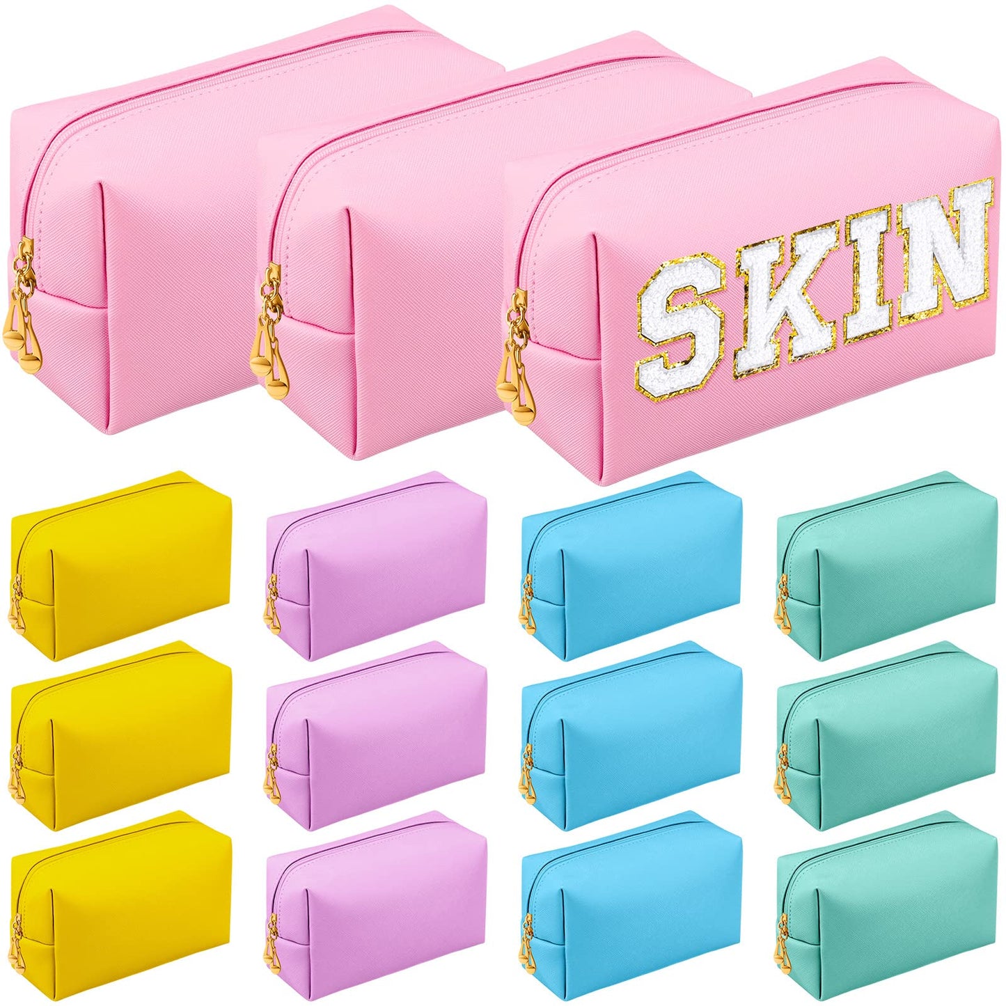 Kigeli Aesthetic Makeup Bags PU Leather Cosmetic Pouches Waterproof Plain Toiletry Bags Makeup Pouches Bulk for Women Party Gift Travel Storage Organizer(Macaron,7.1 x 2.8 x 4.3 in)