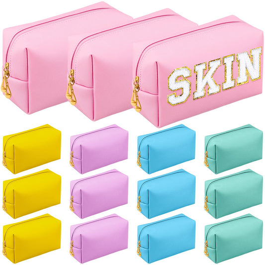 Kigeli Aesthetic Makeup Bags PU Leather Cosmetic Pouches Waterproof Plain Toiletry Bags Makeup Pouches Bulk for Women Party Gift Travel Storage Organizer(Macaron,7.1 x 2.8 x 4.3 in)