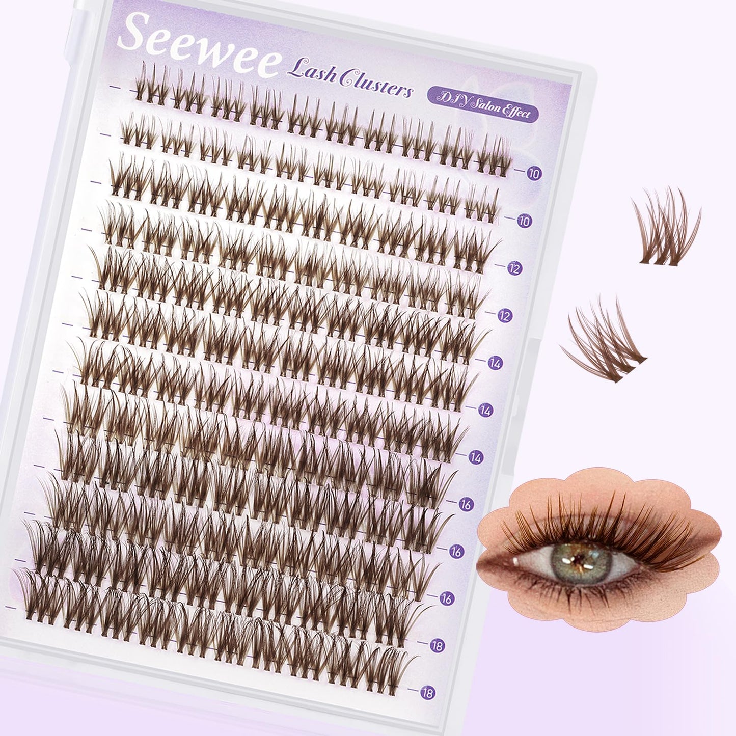 Brown Lash Clusters 10-18mm Mix D Curl Dark Brown Lash Clusters 120pcs DIY Wispy Cluster Eyelash Extensions Individual Natural Lashes Cluster False Eyelash Clusters (S3 Lashes Only)