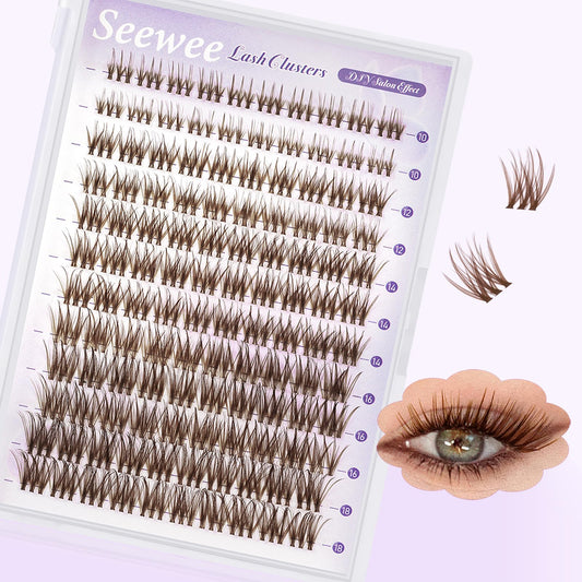 Brown Lash Clusters 10-18mm Mix D Curl Dark Brown Lash Clusters 120pcs DIY Wispy Cluster Eyelash Extensions Individual Natural Lashes Cluster False Eyelash Clusters (S3 Lashes Only)