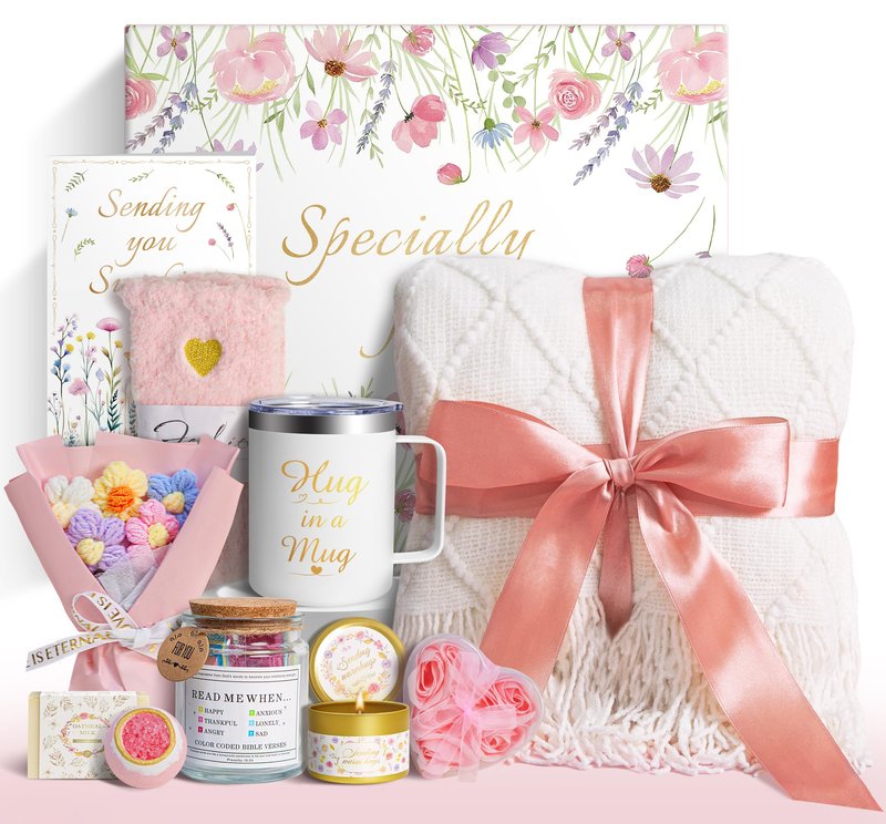 11 PCS Birthday Gifts for Women, Get Well Soon Gift Baskets for Women Self Care Gifts, Spa Care Package After Surgery Thinking of You Sympathy Gift,Gift for Sick Friends Mom w/Blanket