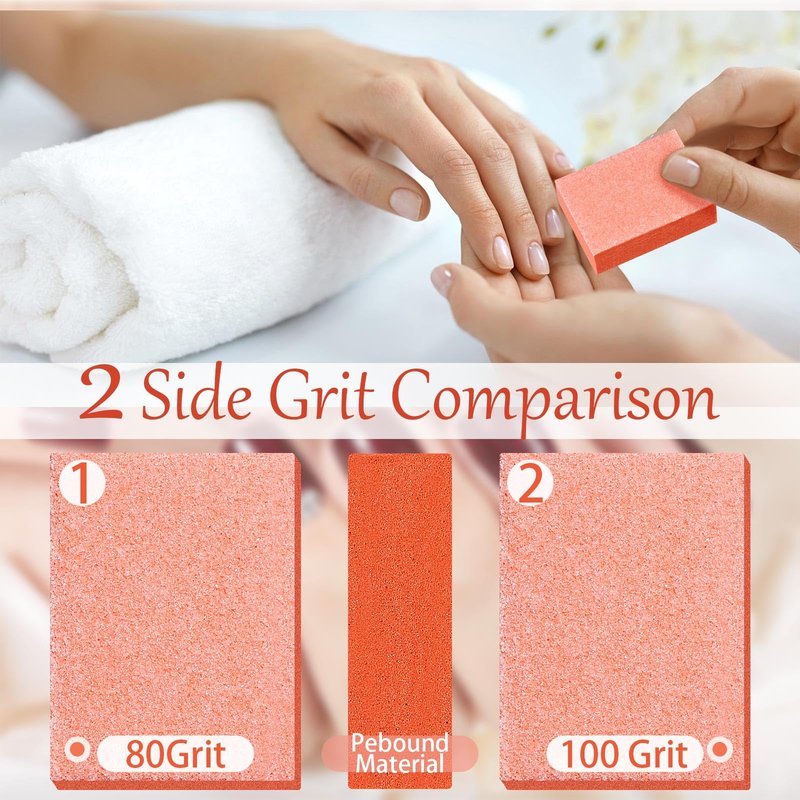 Gisafai 600 Pieces Bulk Mini Nail Buffer Blocks 80/100 Grit Orange 2 Sided Professional Salon Nail File Prior to Application of Polish Buffers for Acrylic Nails