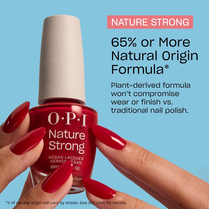 OPI Nature Strong Emflowered | Opaque Bright Pink Crème Natural Origin Nail Polish | Plant Based, Vegan, Cruelty Free
