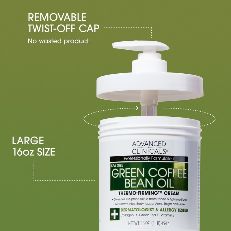 Advanced Clinicals Unscented Collagen Body Cream & Face Moisturizer + Green Coffee Bean Oil Thermo - Firming Body Cream For Women & Men Helps Reduce Appearance Of Cellulite Prone Skin & Dry Skin, 2pc