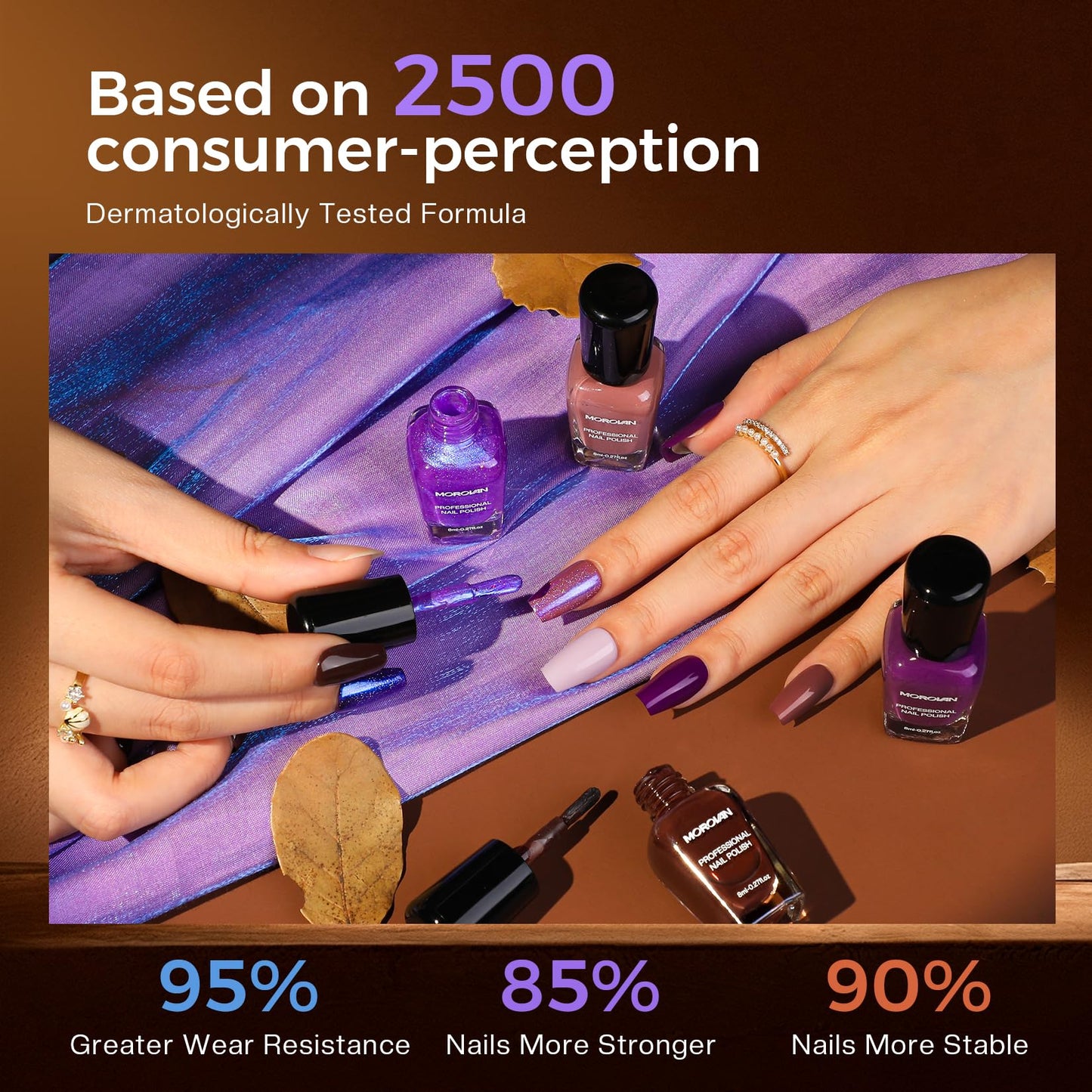 Morovan Purple Nail Polish Set: Brown Nude Glitter Nail Polish Kit Dark Purple Sparkle Shimmer Regular Air Quick Dry Fingernail Polish Pack for Women 2025 Nail Art Design Gift Holiday Party