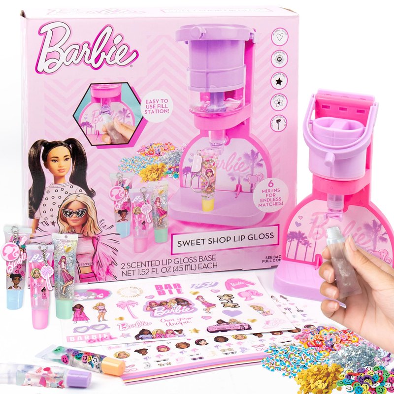 Horizon Group USA Barbie Sweet Shop Lip Gloss Making Kit, Makes 12 Accessories, Lip Glosses & Keychains, Arts and Crafts kit for Kids Ages 6+, Gifts for 6 Year Old Girl