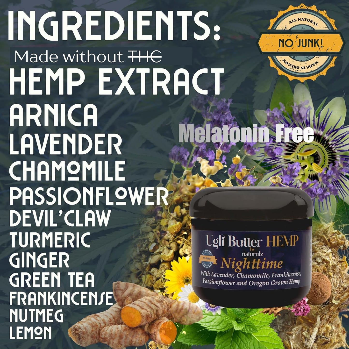 Ugli Butter Hemp Night Cream - Soothing Lavender & Chamomile | 4oz Relaxing Sleep Aid