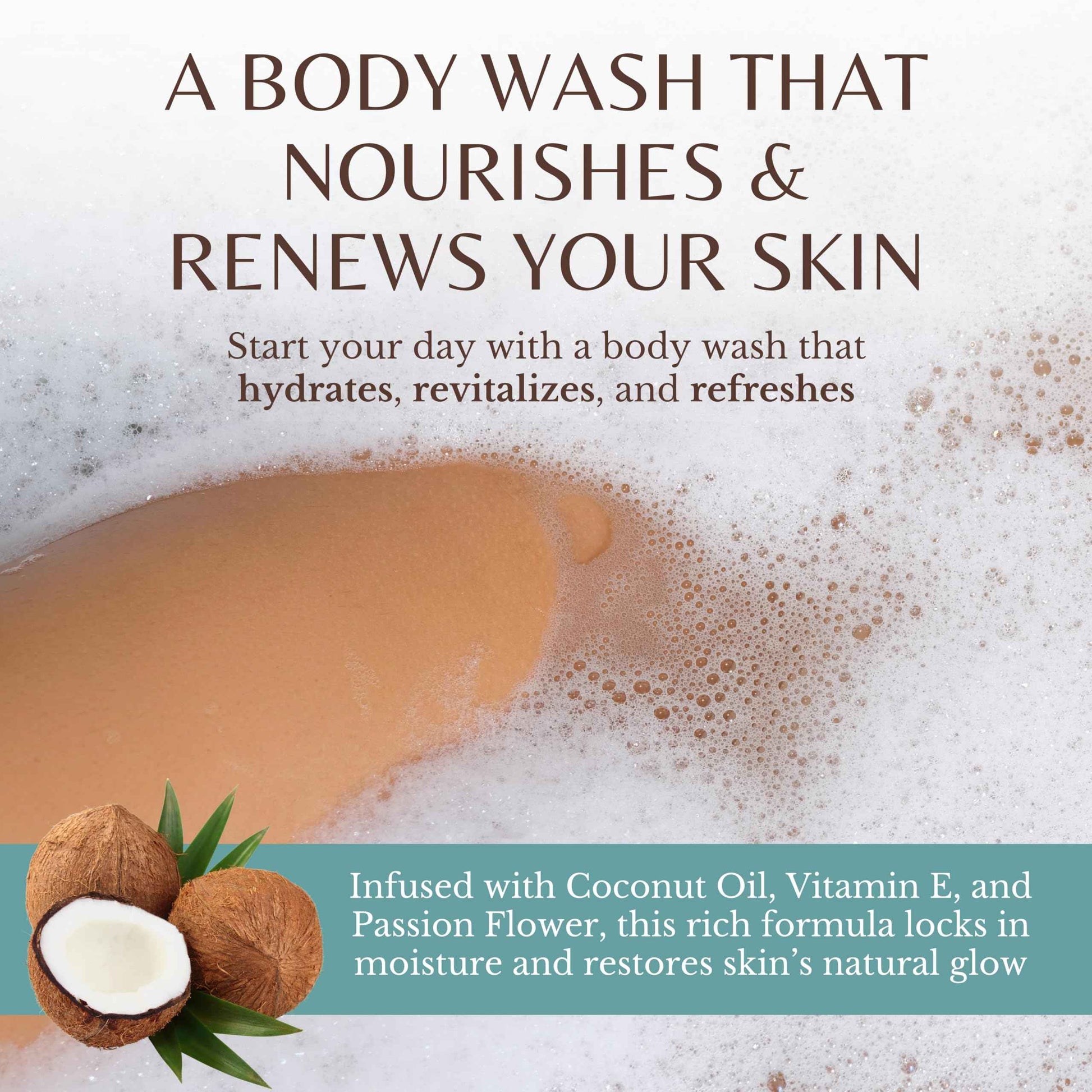 EDENIKA BOTANICALS Coconut Body Wash, Cleans, Softens & Nourishes, Ultra Moisturizing Shower Gel for Dry and Sensitive Skin, Women & Men, Organic & Natural, 16 fl oz, 2-Pack