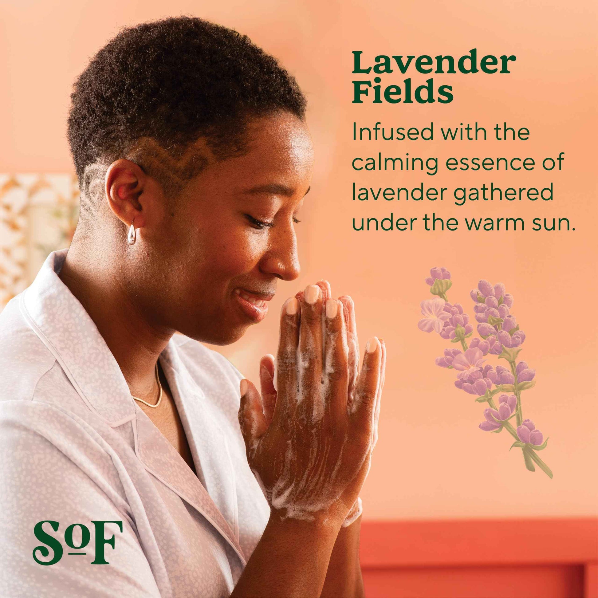 SoF Nourishing Hand Wash - With Moisturizing Sea Algae, Coconut & Olive Oil- Vegan & Non GMO- Free From Phthalates, Sulfates & Parabens- Lavender Fields - 8 oz Bottle 3 Pack