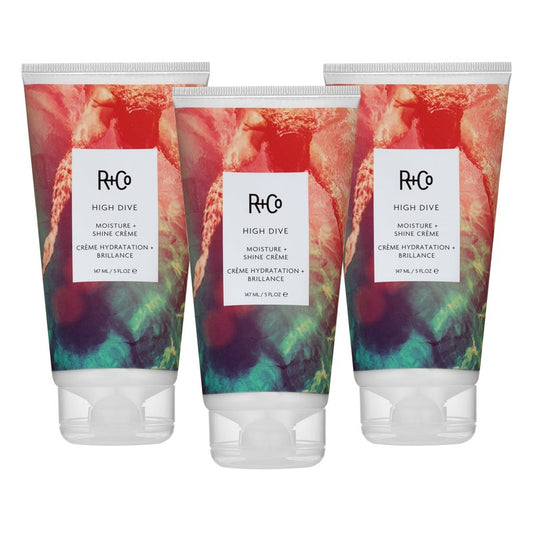 R+Co HIGH DIVE Moisture + Shine Crème – 3 Pack, Hydrating & Glossy Hair Cream, Adds Softness & Manageability, All Hair Types