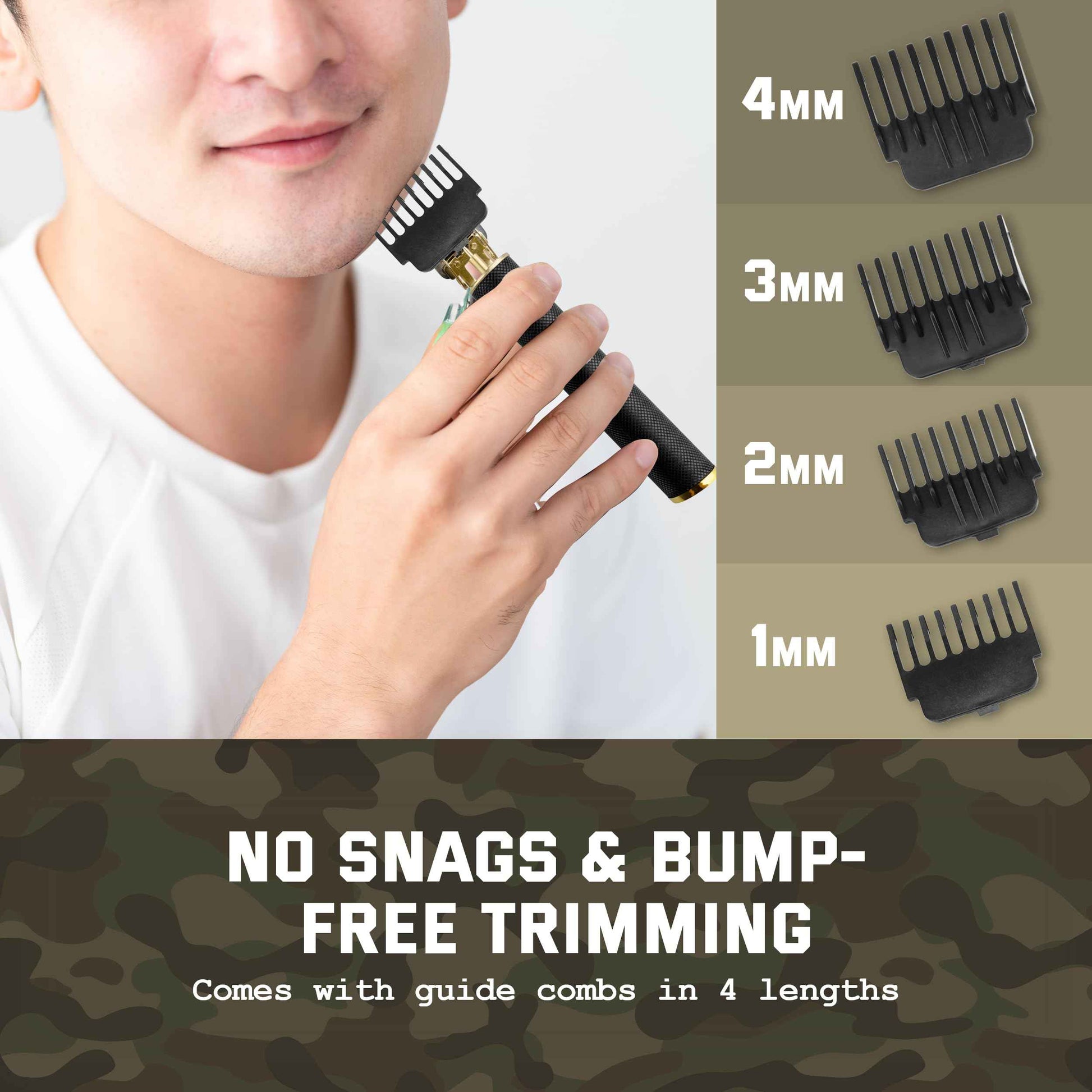 U.S. Army Electric Razor for Men, Hair and Beard Trimmer, T-Blade Clippers, Cordless Rechargeable Shaver with 4 Guide Combs