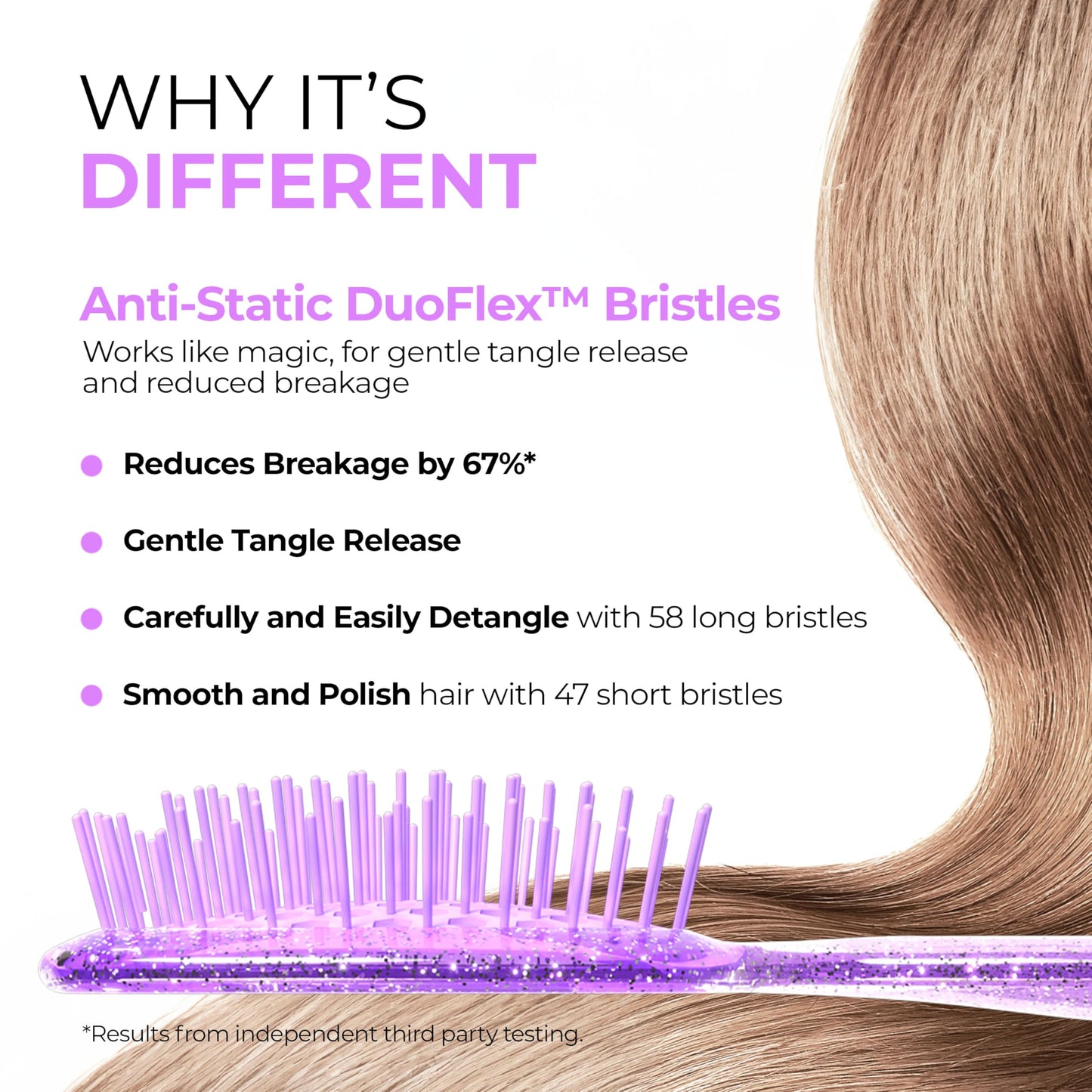 FHI Heat UNbrush Detangling Brush for Pain-Free Brushing on All Wet or Dry Hair Types — Durable DuoFlex Anti-Static Bristles, Lightweight Handle, Vented Hair Brush, Amethyst Lavender