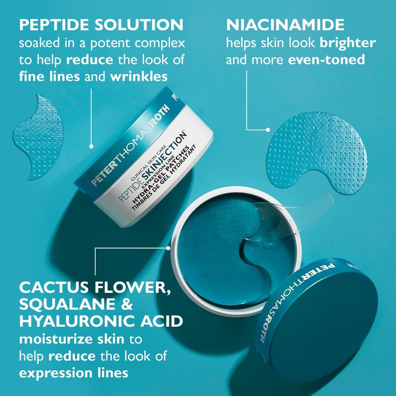 Peter Thomas Roth | Peptide Skinjection™ Expression Line Hydra-Gel Patches | Smoothing Peptide Eye Mask Patches for Fine Lines and Wrinkles