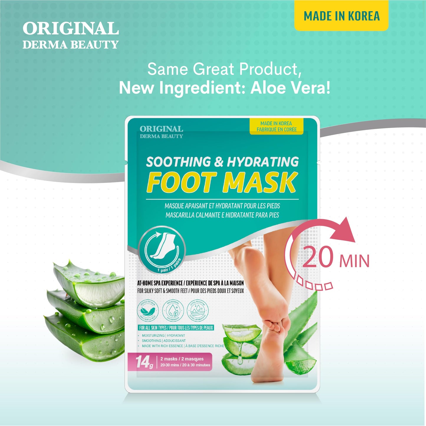 Innerest Original Derma Beauty 24 pairs Moisturizing Foot Mask Foot Spa Foot care (Aloe & Lavender)