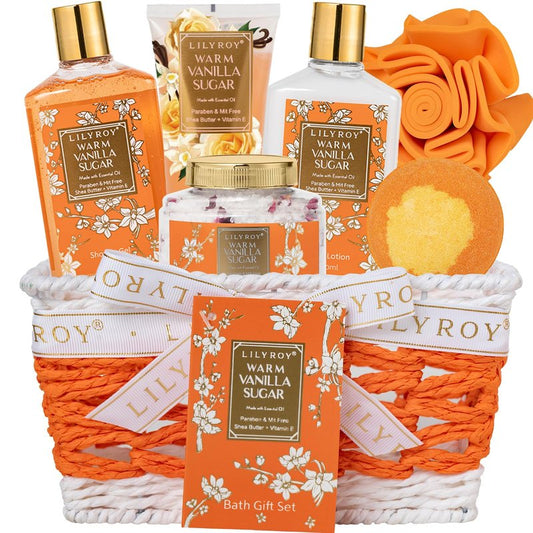 7Pcs Moisturizing Vanilla Spa Kit Bath Gifts Set Spa Gift Baskets for Women