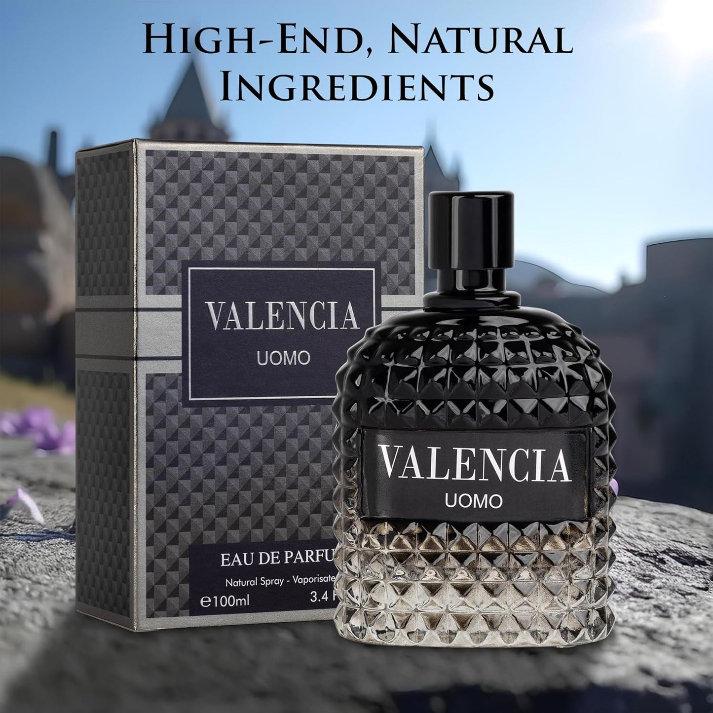 Valencia UOMO Eau De Parfum for Men - Woody Aromatic Fragrance with Floral & Mineral Notes | 100ml Bottle