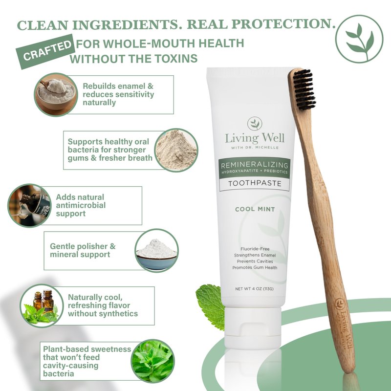 Hydroxyapatite Toothpaste – Fluoride-Free Remineralizing Formula with PROtektin – Supports Enamel Strength, Oral Microbiome & Gum Health – Mint – 4 oz