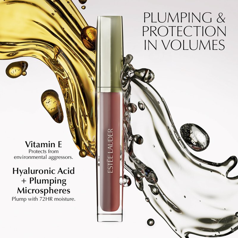 Estée Lauder Glossy Pout Lip Oil | Plumping & Moisturizing with a Sheer Tint | Includes Hyaluronic Acid + Vitamin E, 02 Strawberry Milk