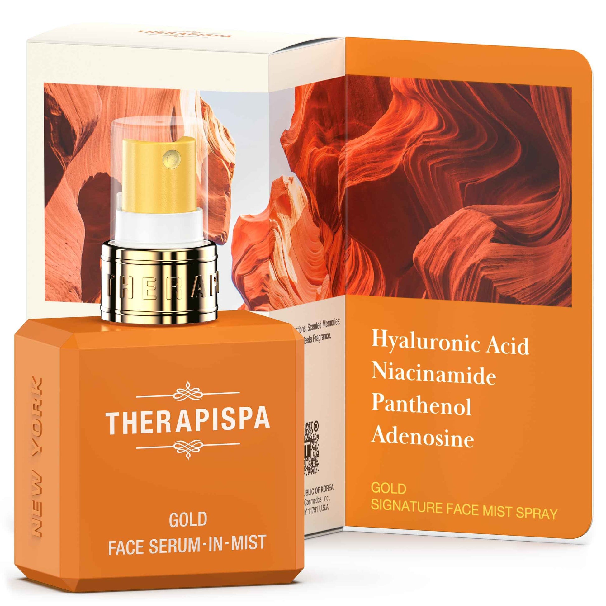 THERAPISPA Face Serum-In-Mist – Hydrating Face Mist & Spray Serum with Niacinamide, Panthenol & Hyaluronic Acid for Firming, Radiant Glow & Youthful Skin (Gold, 2.0 fl oz)