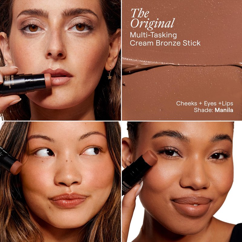 Nudestix Nudies Bronze All Over Matte Bronzing Stick – 3-in-1 Cream Bronzer for Cheeks, Eyes & Lips with Built-In Brush | Natural Contour & Sun-Kissed Glow | Vegan, Long-Wear Makeup (Manila)