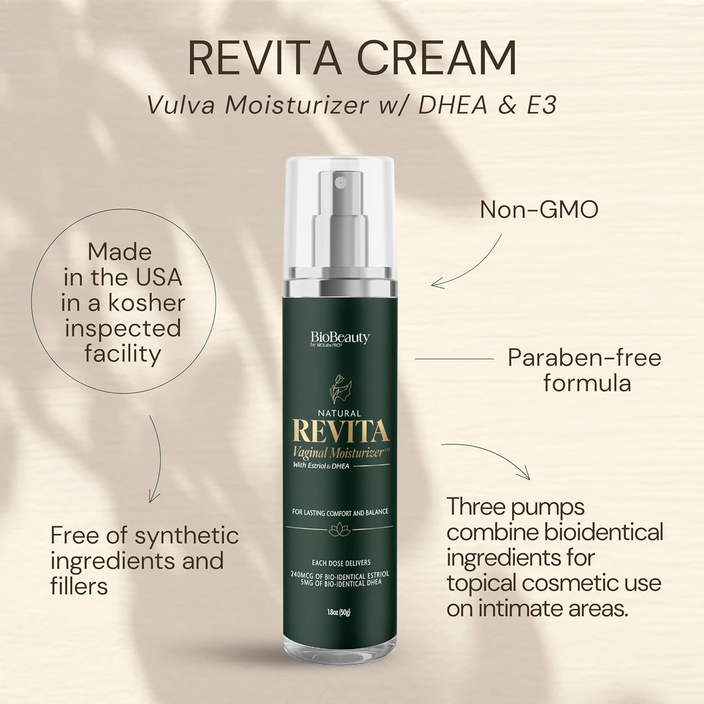 Revita V Moisturizer - Natural Bioidentical Hormone Balance Gel for Women | Non-Irritating, Fragrance-Free, Made in USA