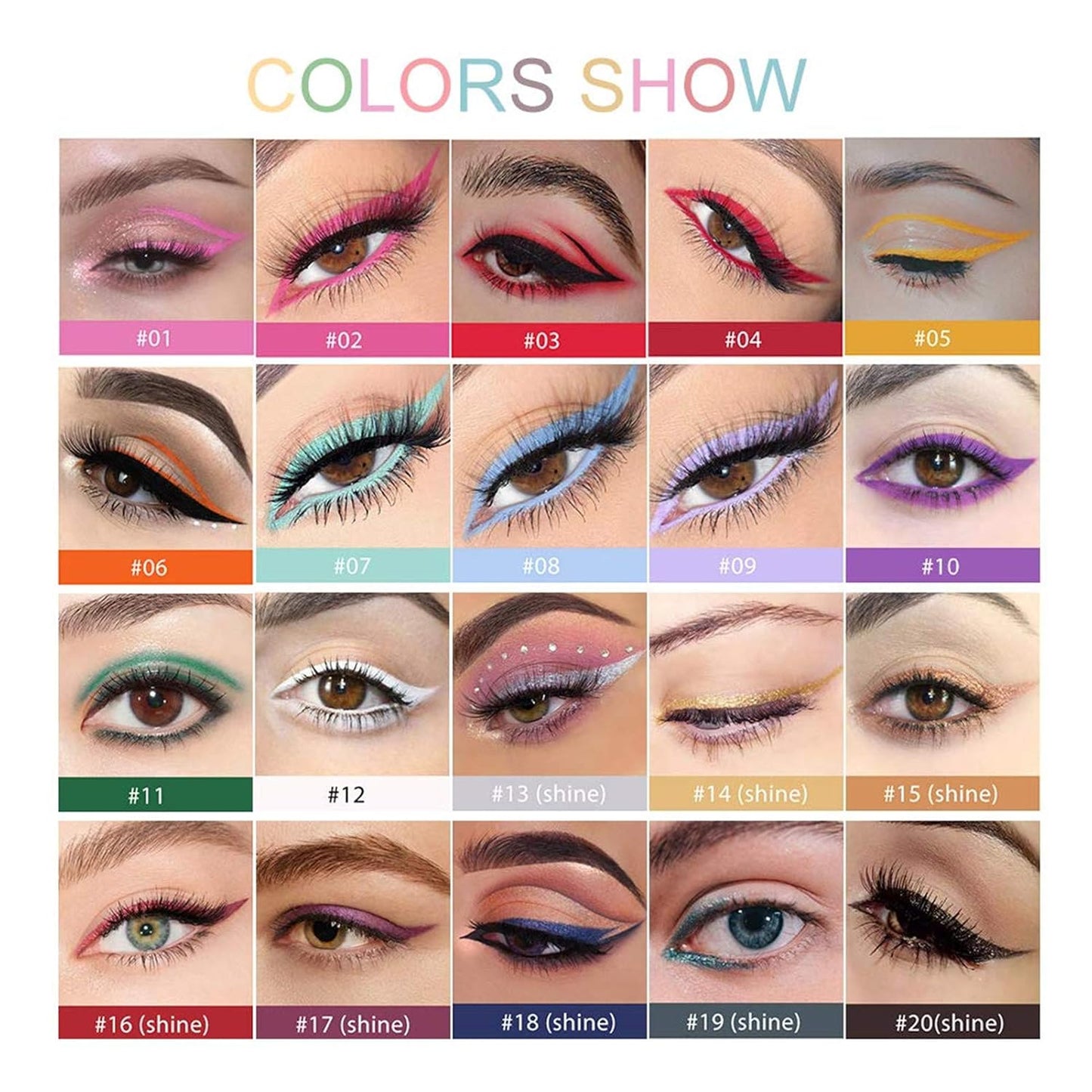 20 PCS Waterproof Colored Eyeliner Pencil Set - Long-Lasting Matte Shades | Multi-Functional Makeup Gift for Women