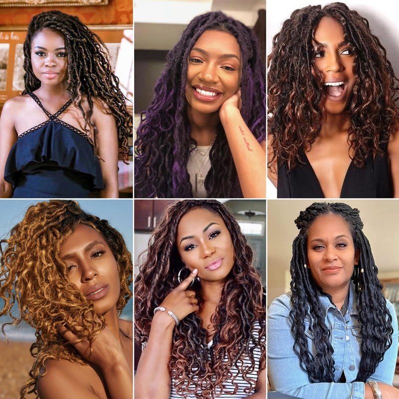Faux Locs Crochet Hair 14 Inch Pre Looped Goddess Locs Crochet Hair 8 Packs Short Soft Faux Locs Crochet Hair Deep Wave Crochet Hair with Curly Ends Hair Extensions (14 Inch, T27)